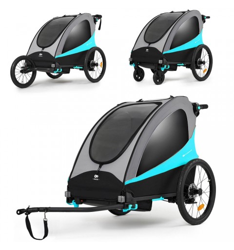 Kinderkraft Nava - 3w1 wózek spacerowy, przyczepka rowerowa, wózek do biegania | Hawaiian Blue